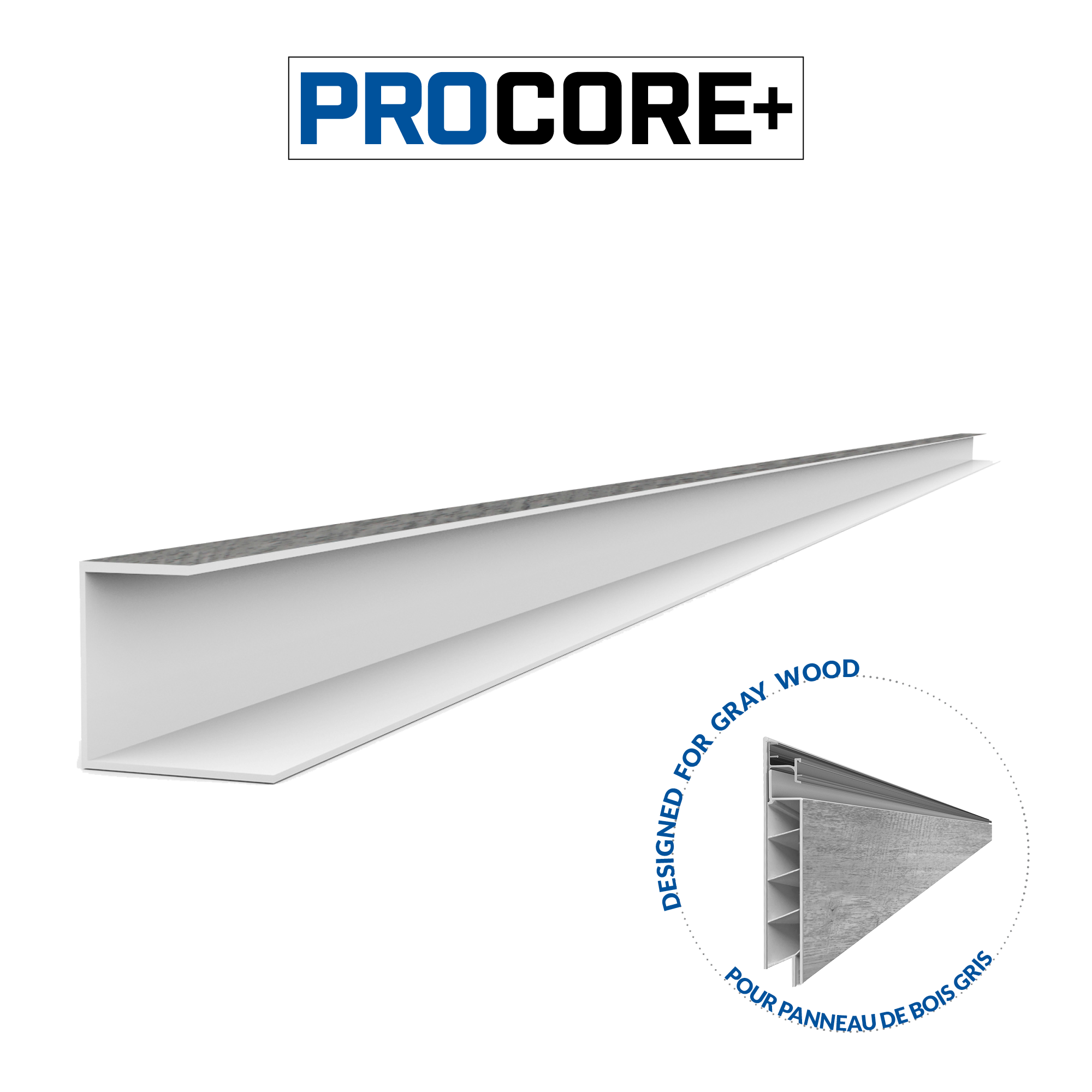 8 ft. PROCORE PLUS Gray Wood PVC J Trim Pack