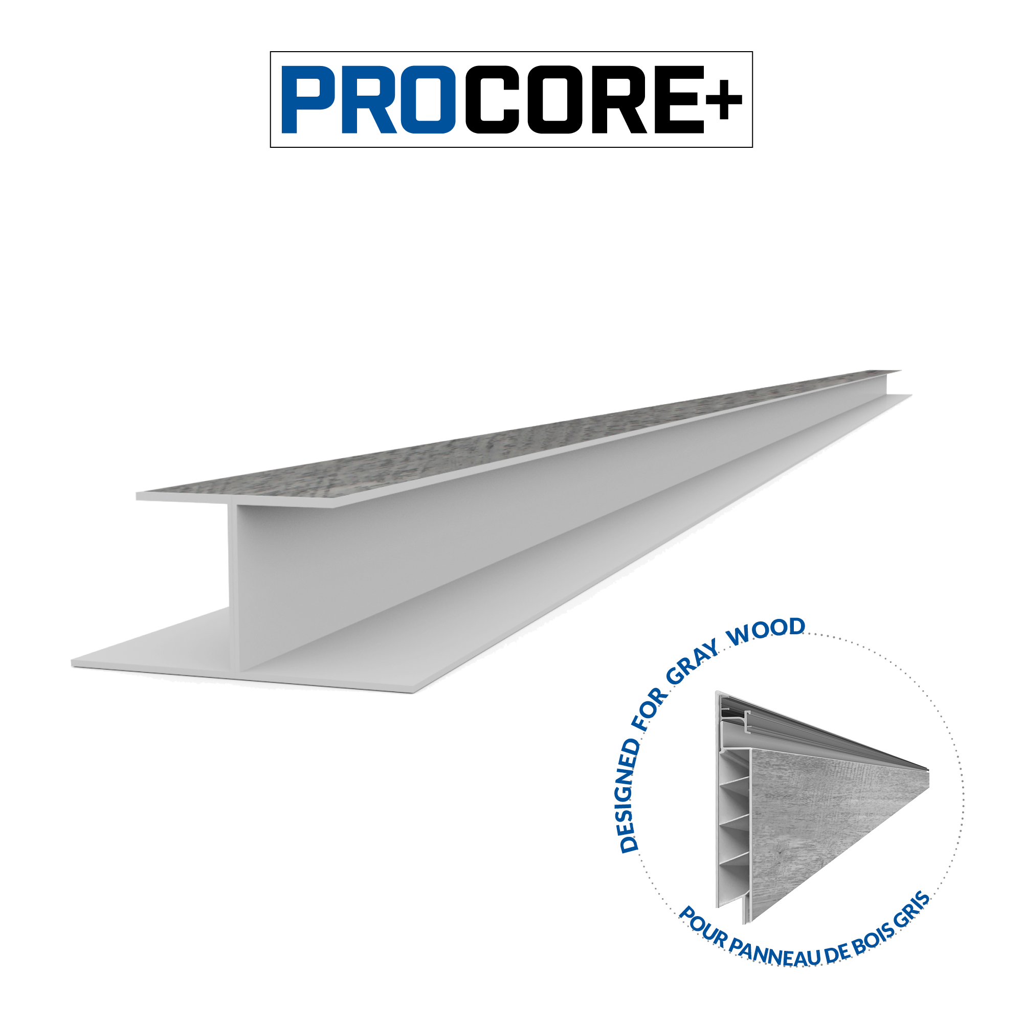 8 ft. PROCORE PLUS Gray Wood PVC H-Trim Pack