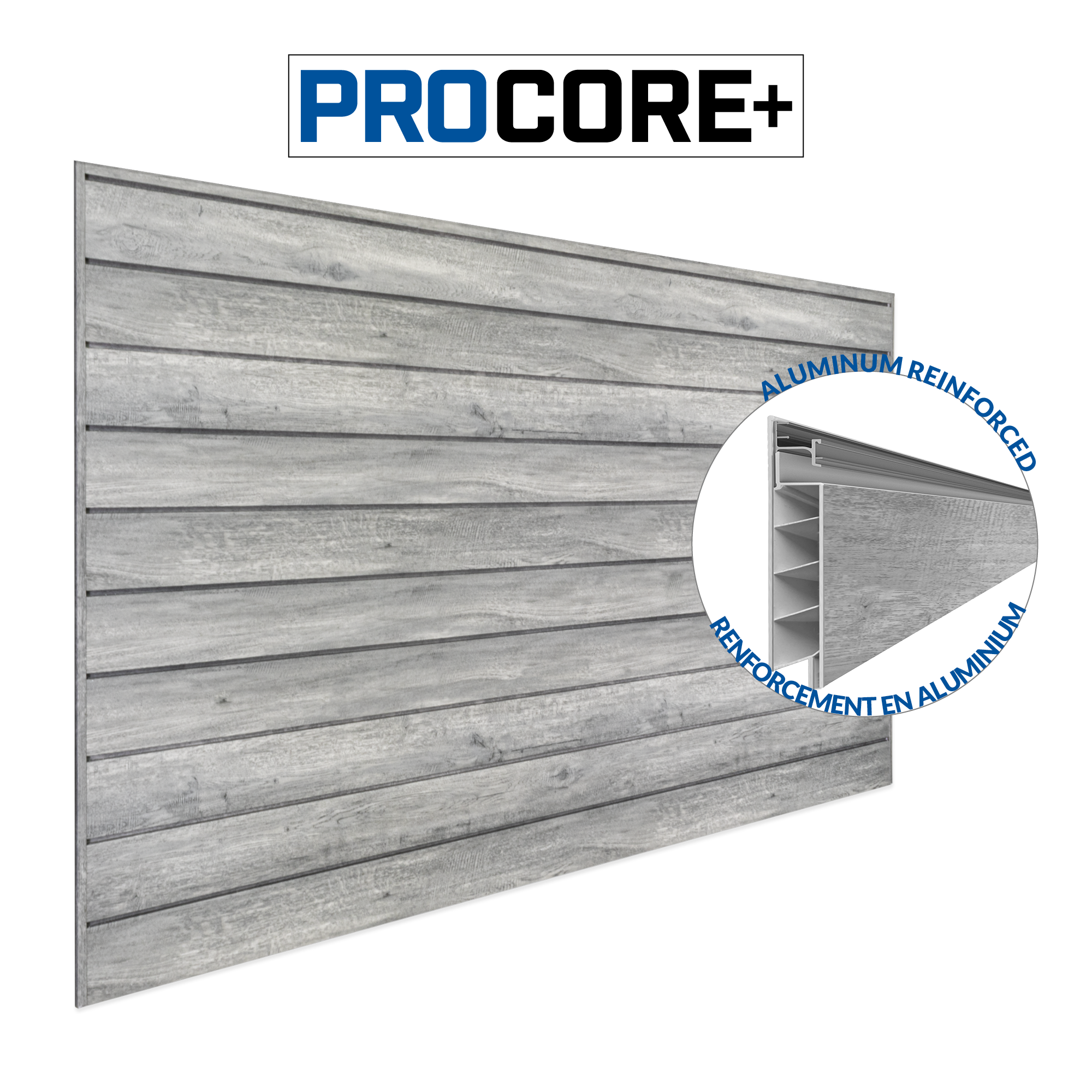 4 ft. x 8 ft. PROCORE PLUS Gray Wood PVC Slatwall