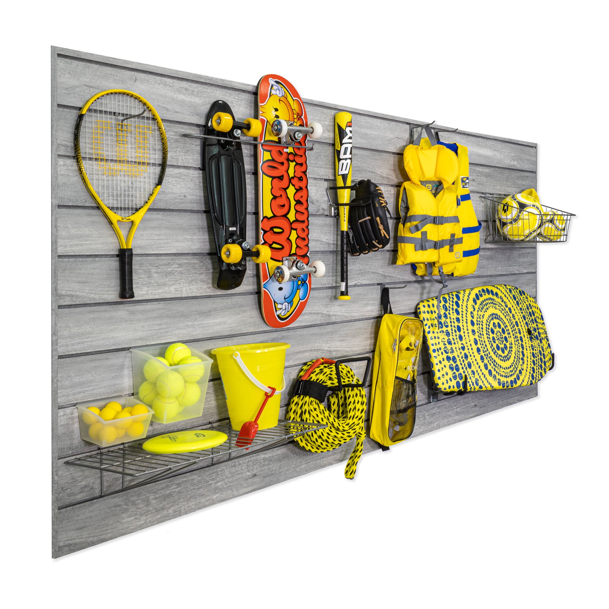 4 ft. x 8 ft. PROCORE PLUS Gray Wood PVC Slatwall – 2 Pack 64 sq ft