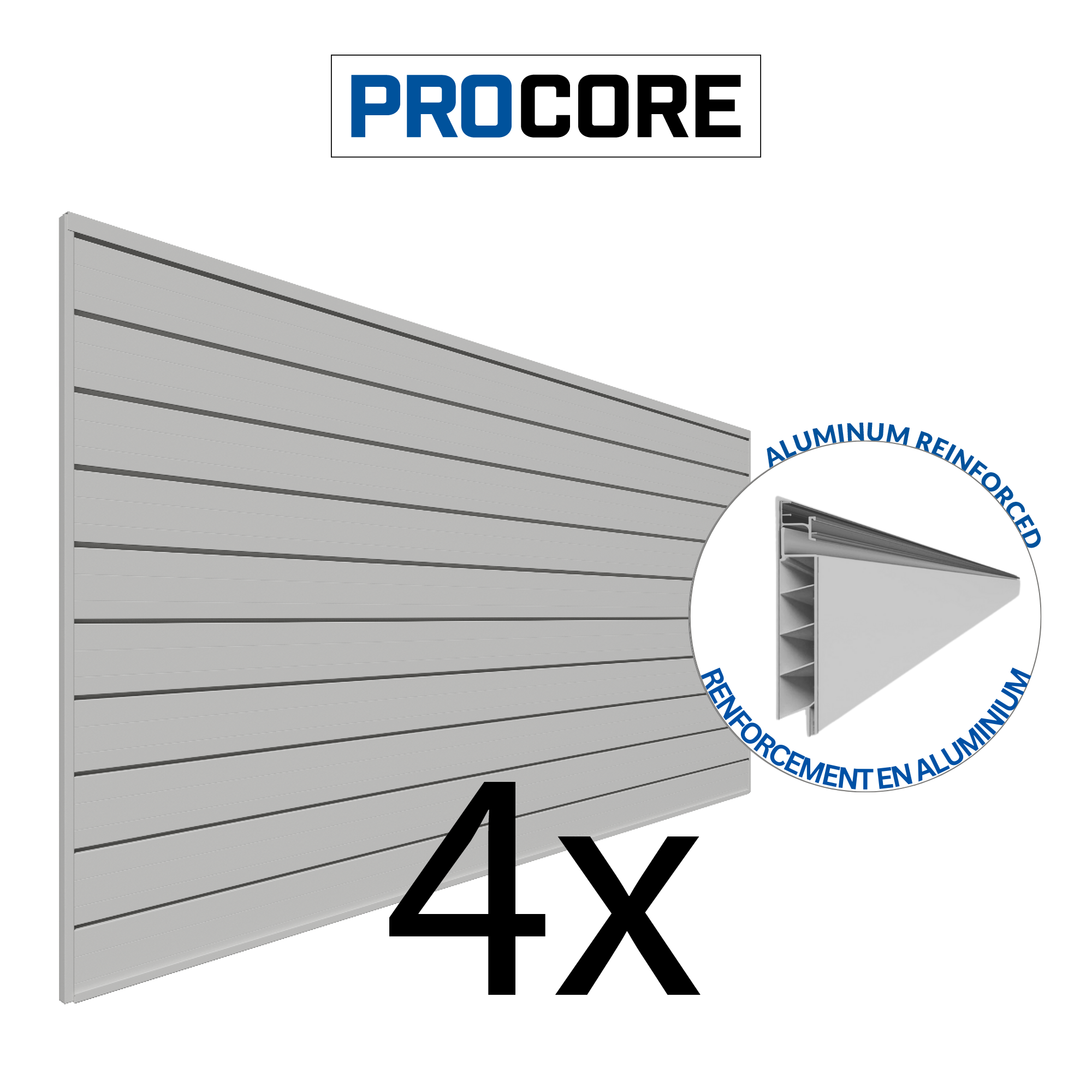 4 ft. x 8 ft. PROCORE PVC Slatwall – 4 Pack 128 sq ft