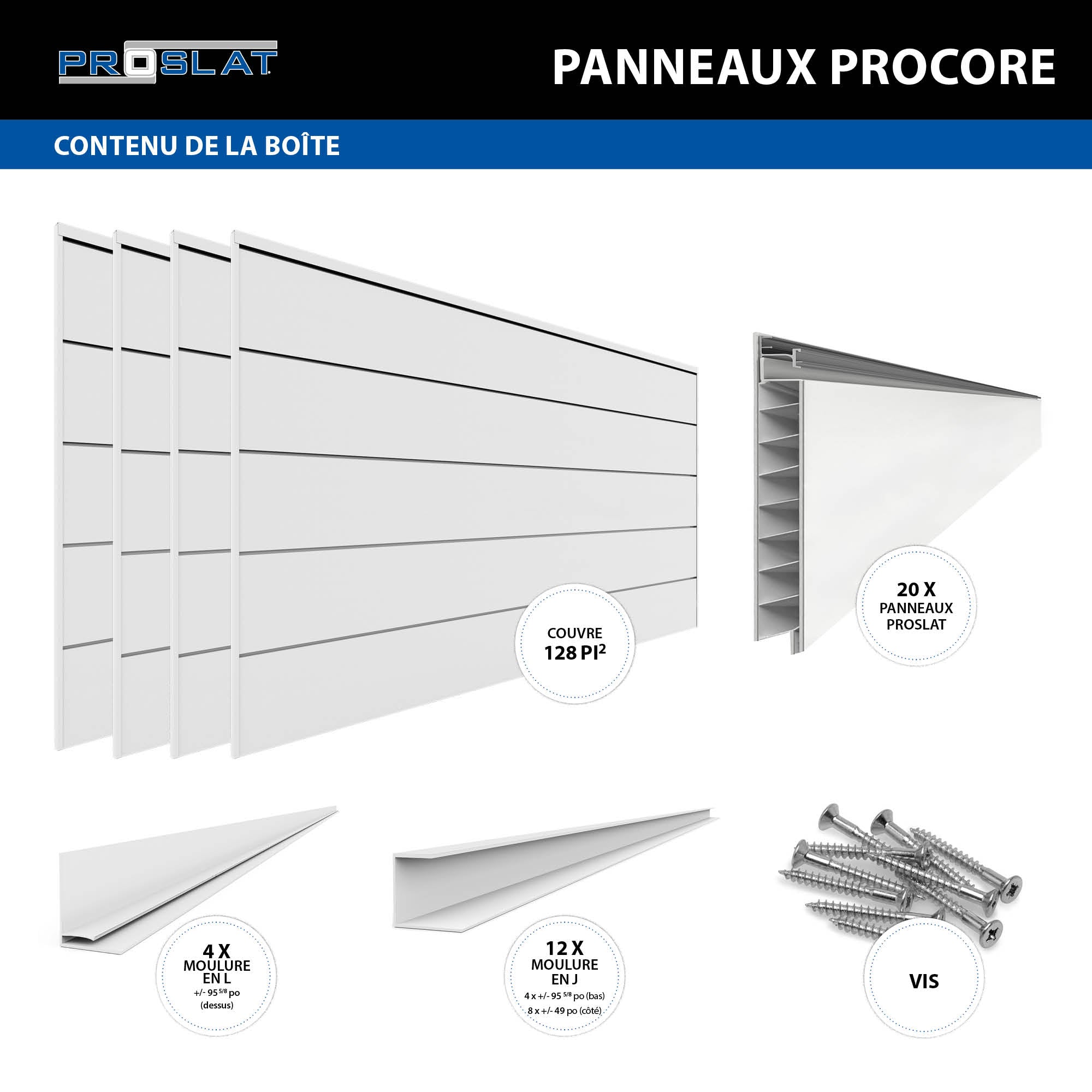 Panneaux PROCORE XL 4 pi x 8 pi – Ensemble de 4 (128 pieds carrés)