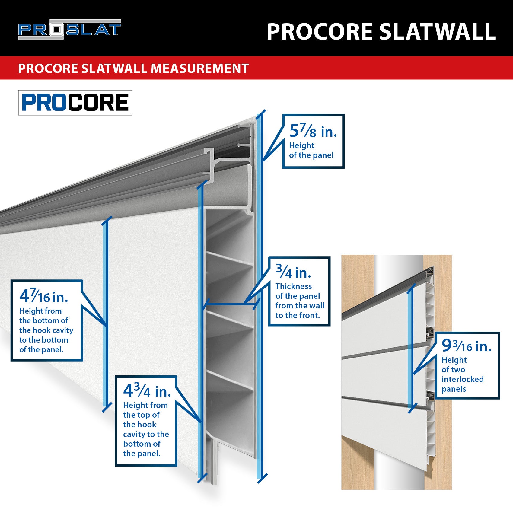 4 ft. x 8 ft. PROCORE PVC Slatwall – 4 Pack 128 sq ft