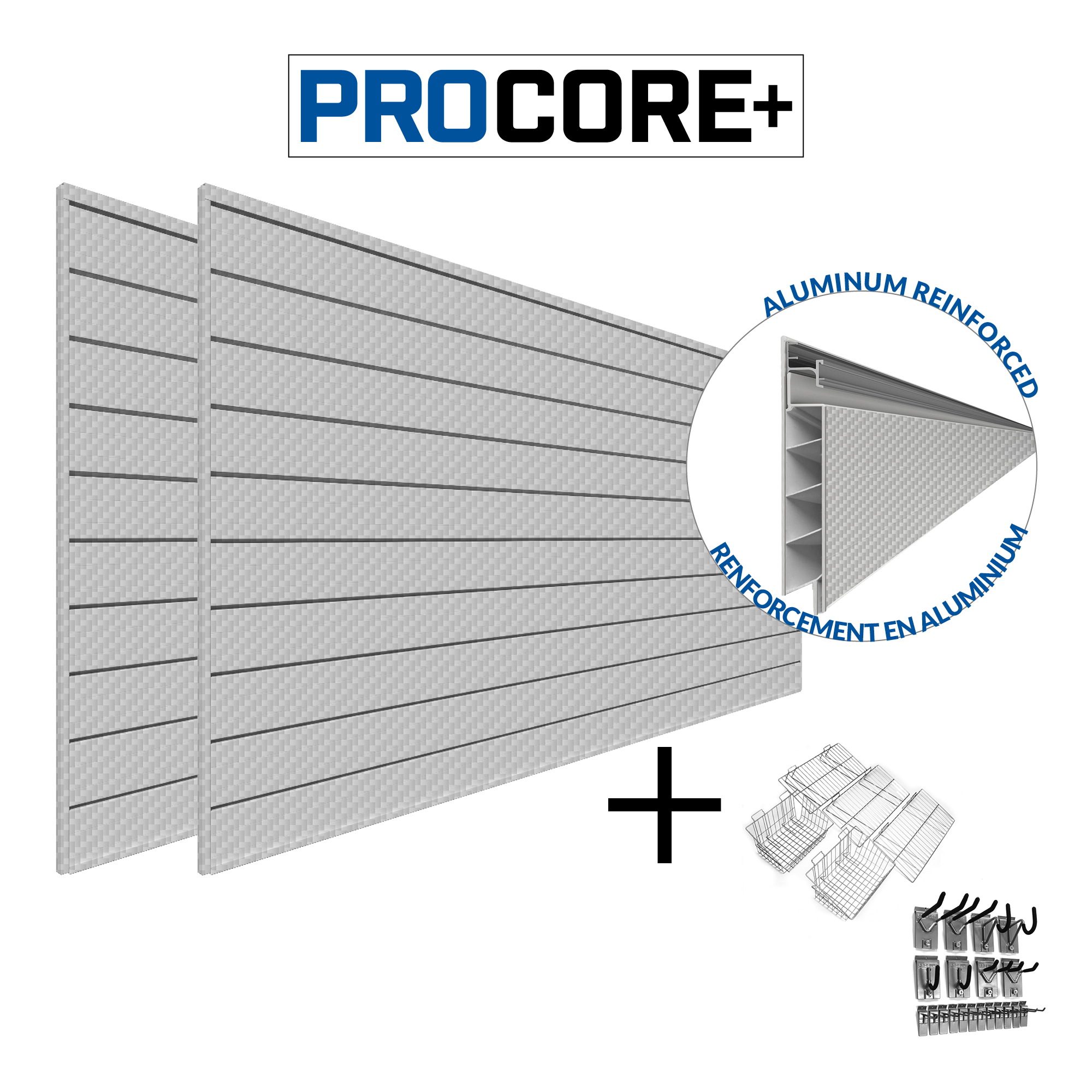 PROCORE PLUS Silver Grey Carbon Fiber Slatwall Ultimate Bundle