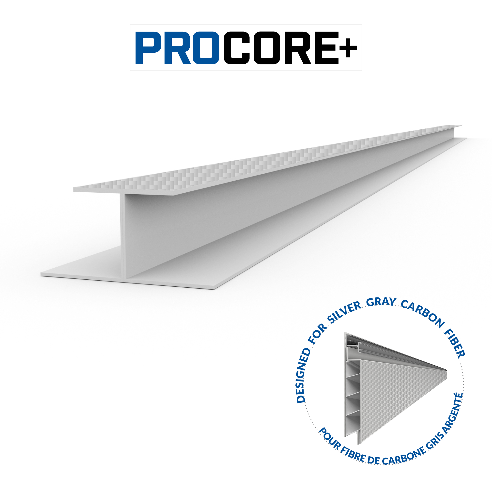 8 ft. PROCORE PLUS Silver gray carbon fiber PVC H-Trim Pack