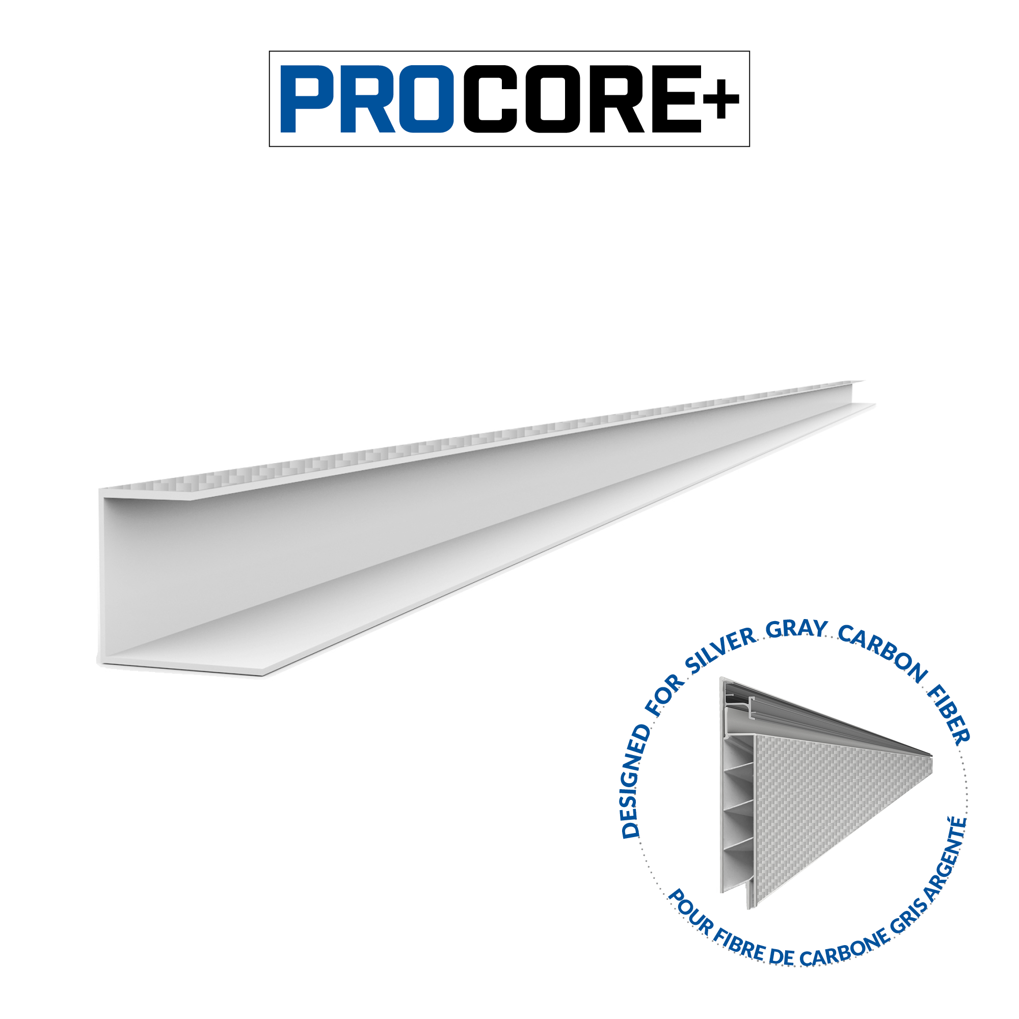 8 ft. PROCORE PLUS Silver gray carbon fiber PVC J Trim Pack