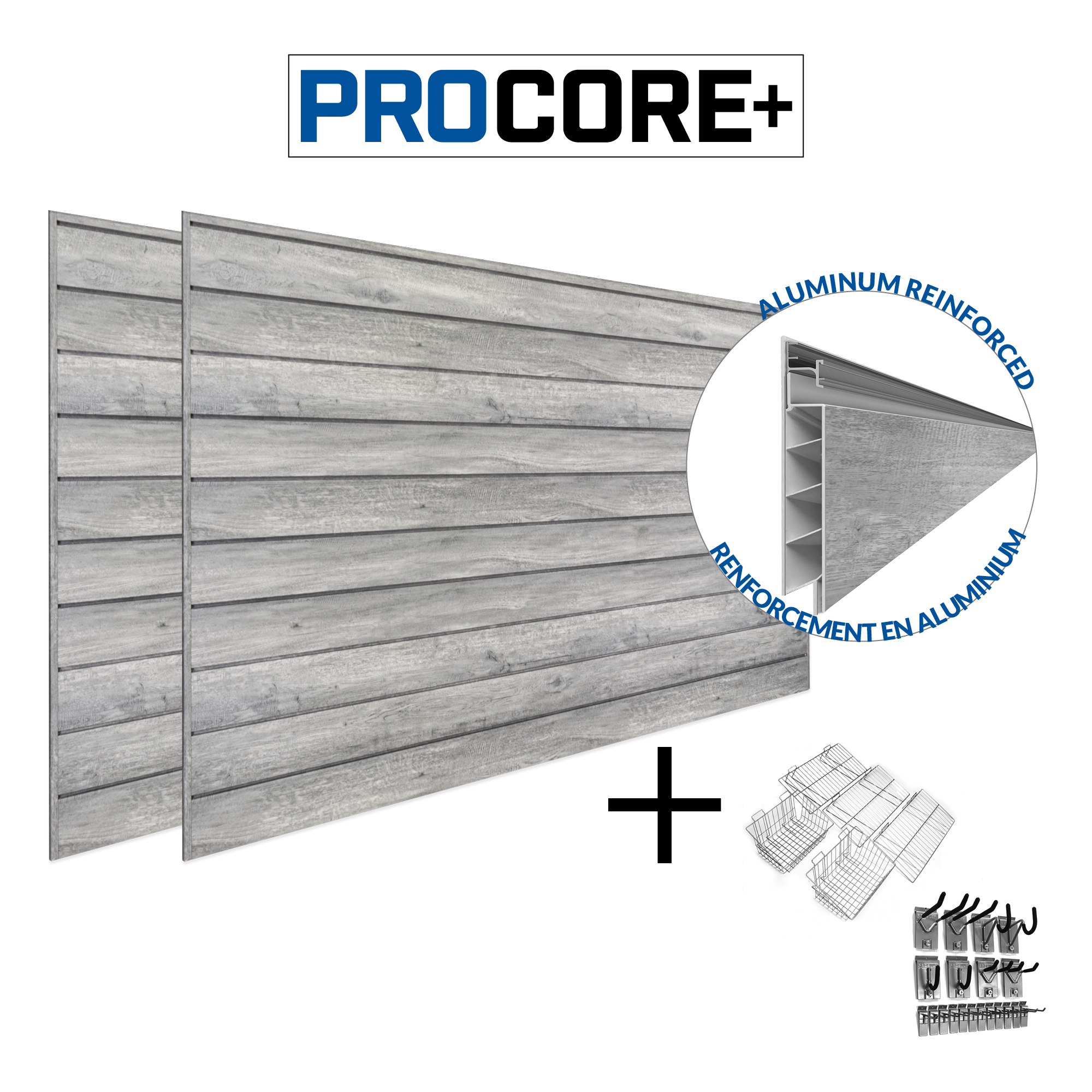 PROCORE+ Gray Wood Slatwall Ultimate Bundle