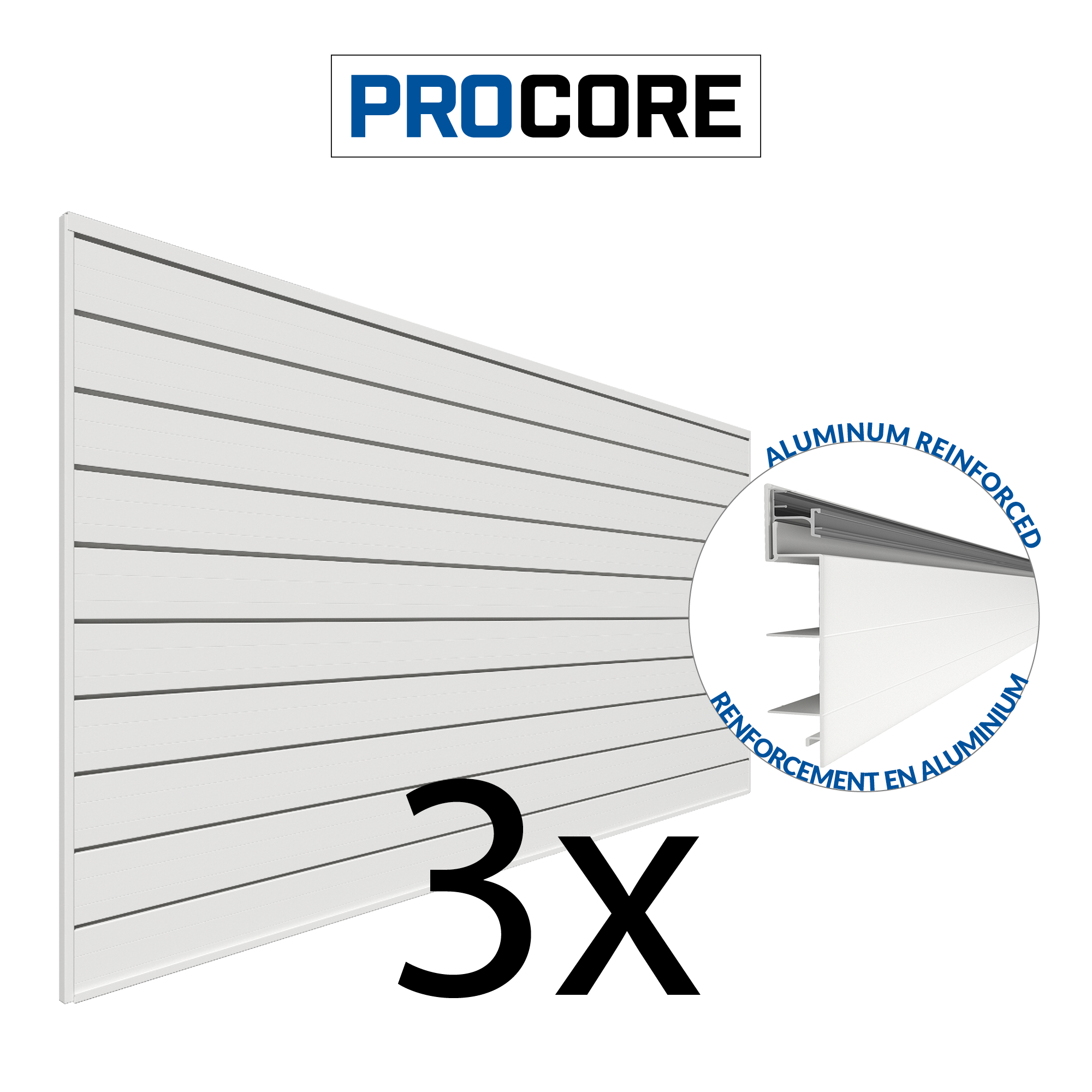 4 ft.  x 8 ft. PROCORE PVC Slatwall - 3 Pack 96 sq ft