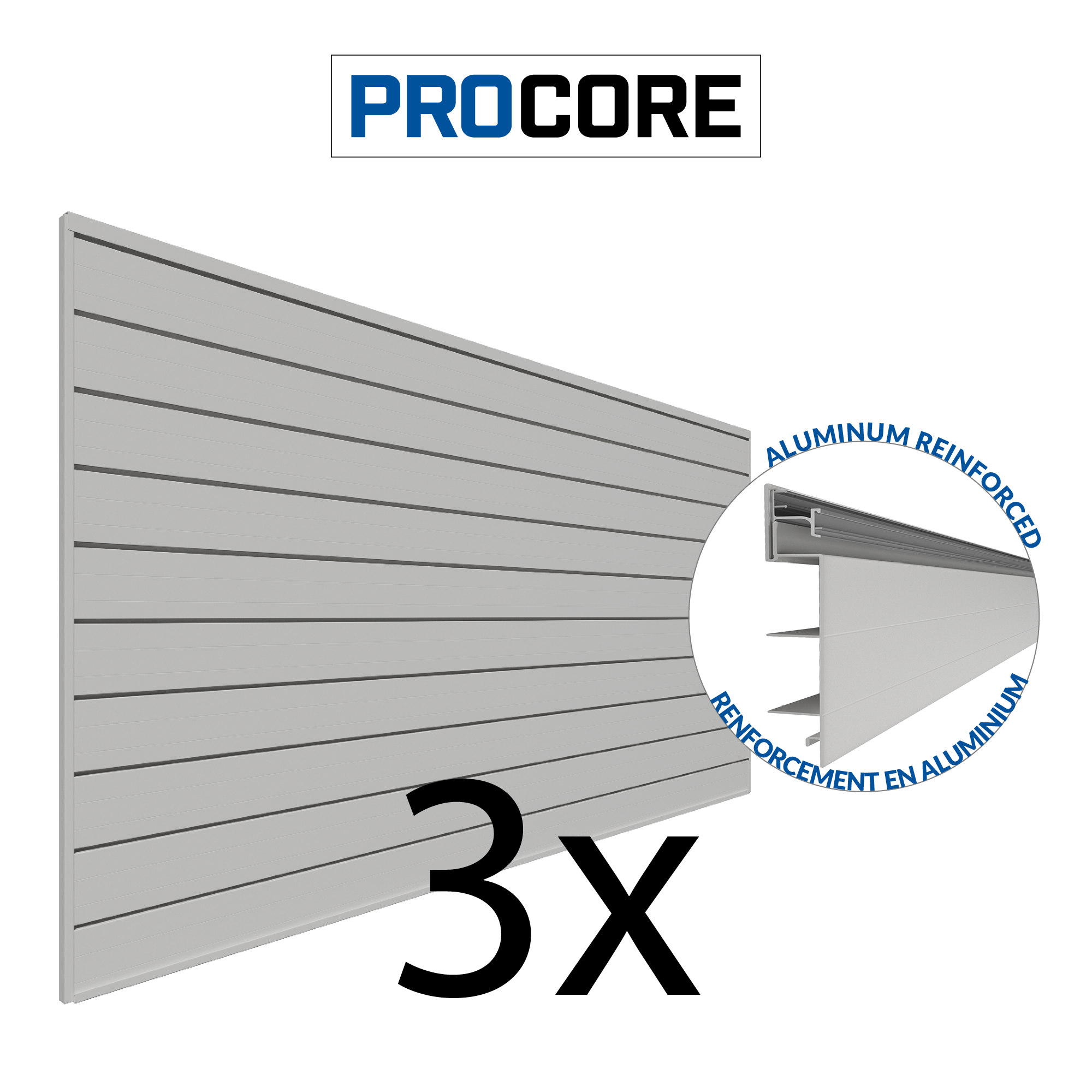 4 ft.  x 8 ft. PROCORE PVC Slatwall - 3 Pack 96 sq ft