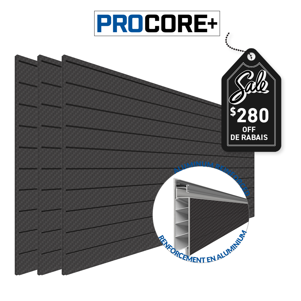 4 x 8 ft. PROCORE PLUS Black Carbon Fiber PVC Slatwall – 3 Pack 96 sq ft