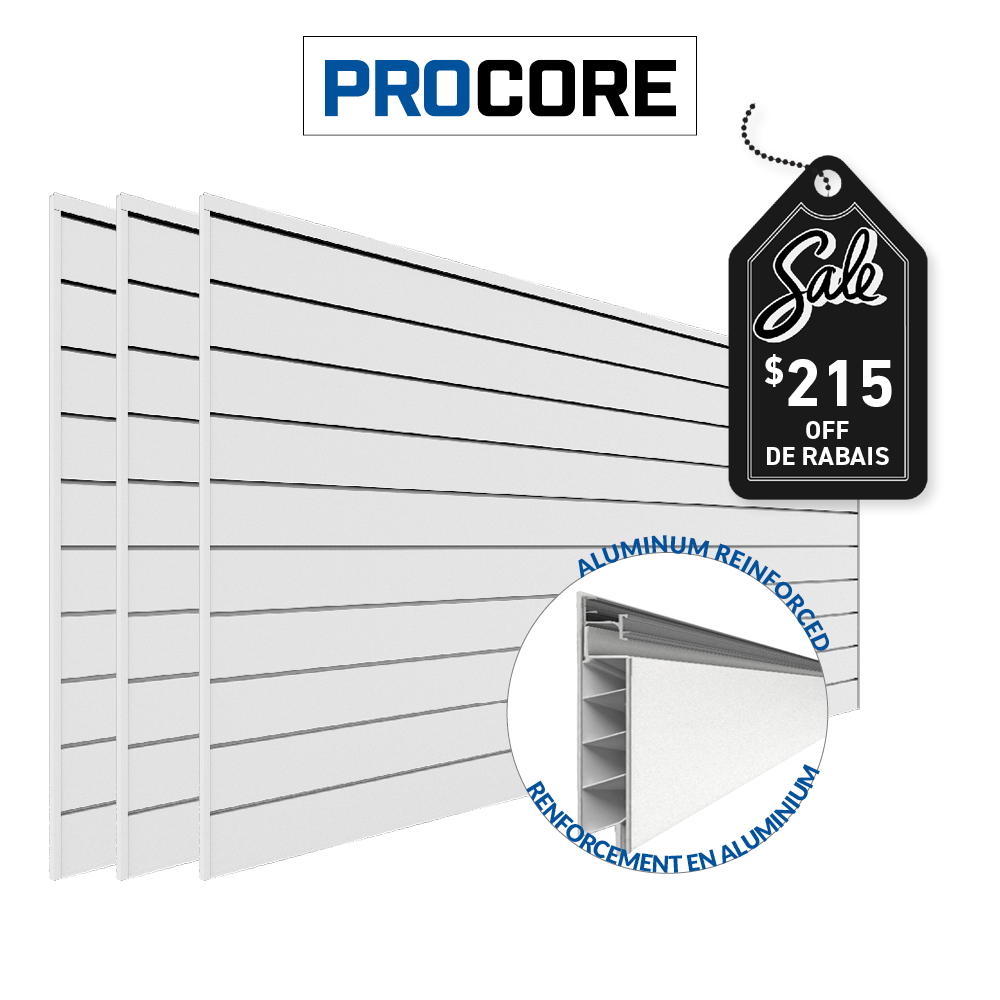 4 ft.  x 8 ft. PROCORE PVC Slatwall - 3 Pack 96 sq ft