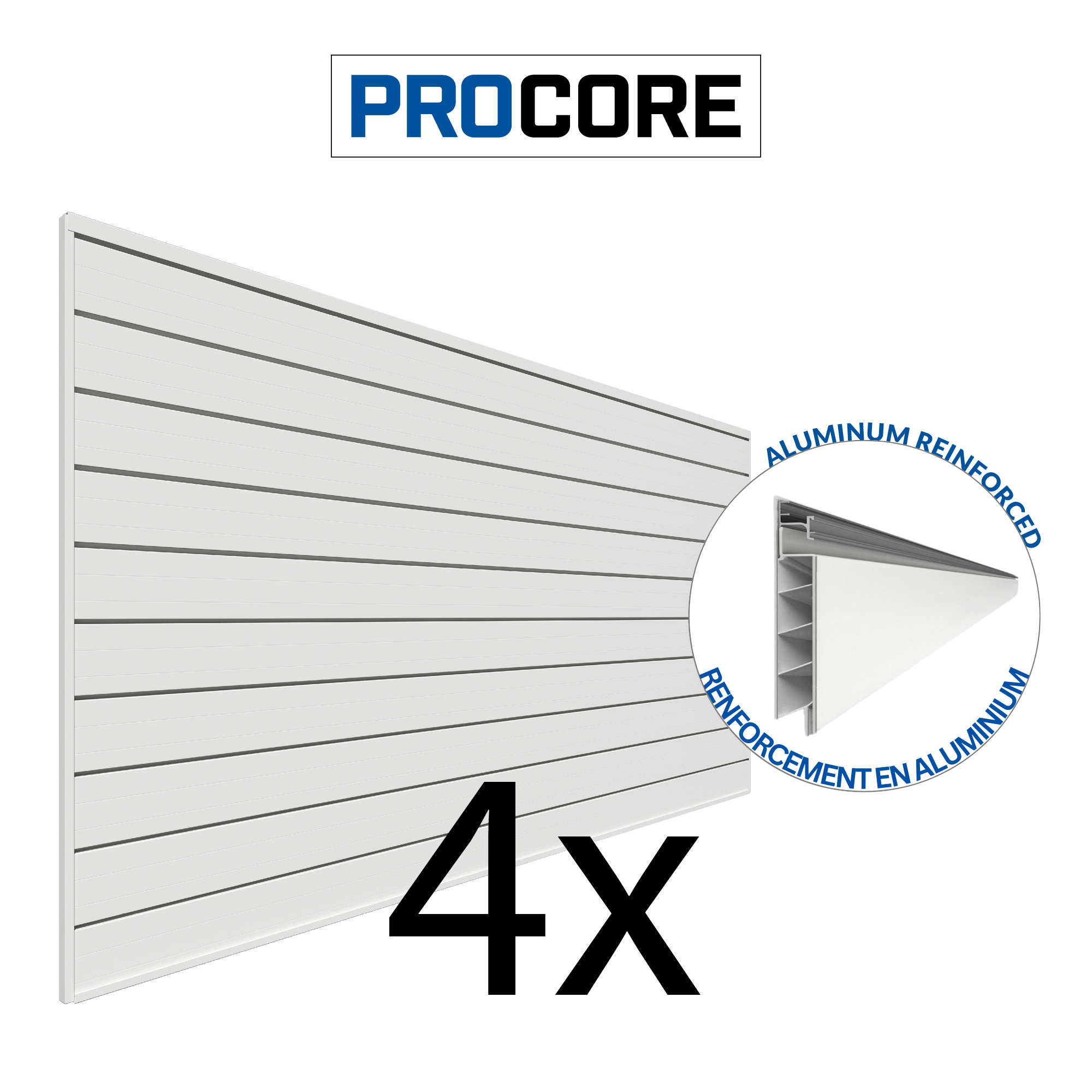 4 ft. x 8 ft. PROCORE PVC Slatwall – 4 Pack 128 sq ft