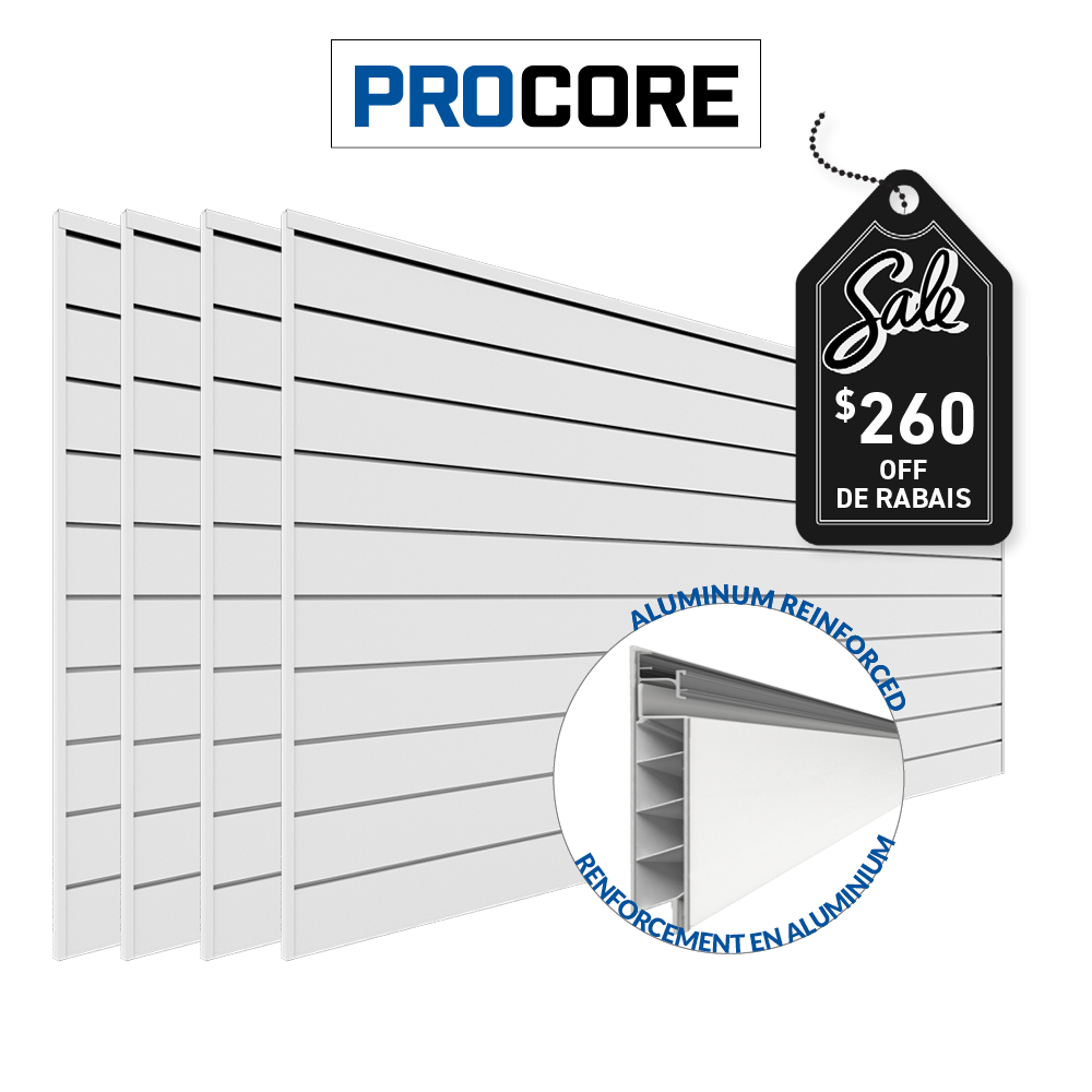4 ft. x 8 ft. PROCORE PVC Slatwall – 4 Pack 128 sq ft