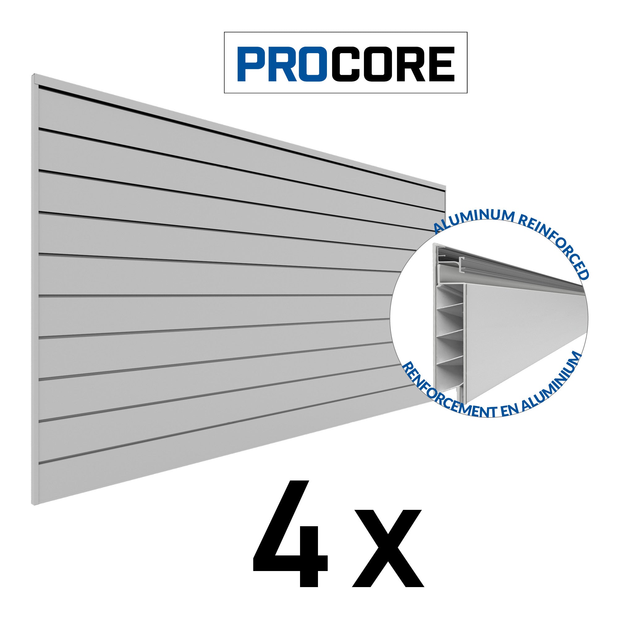 PROCORE – Panneaux en PVC de 4 pi x 8 pi – Ensemble de 4 – 128 pieds carrés