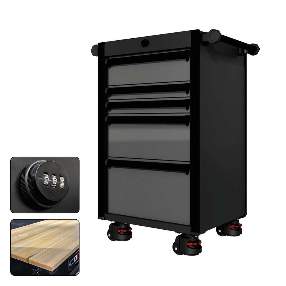 22 Series - 5 Drawers - Black Handles - Foot Casters