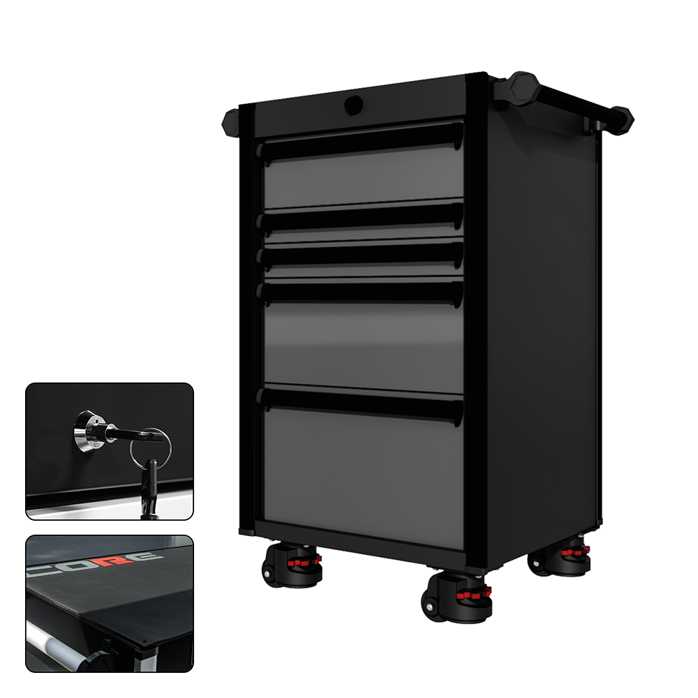 22 Series - 5 Drawers - Black Handles - Foot Casters