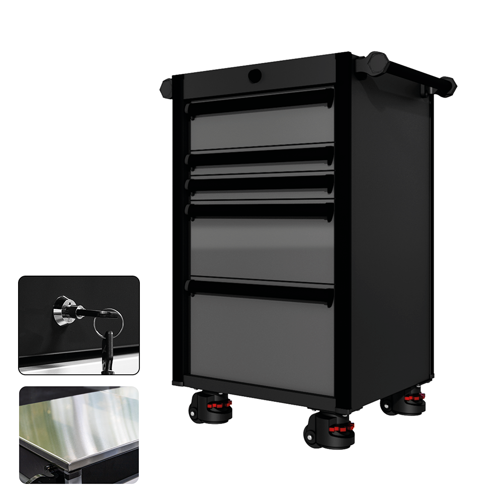 22 Series - 5 Drawers - Black Handles - Foot Casters