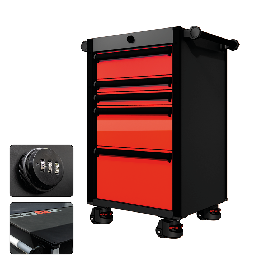 22 Series - 5 Drawers - Black Handles - Foot Casters