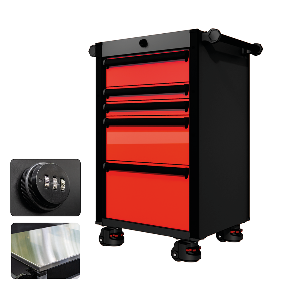 22 Series - 5 Drawers - Black Handles - Foot Casters