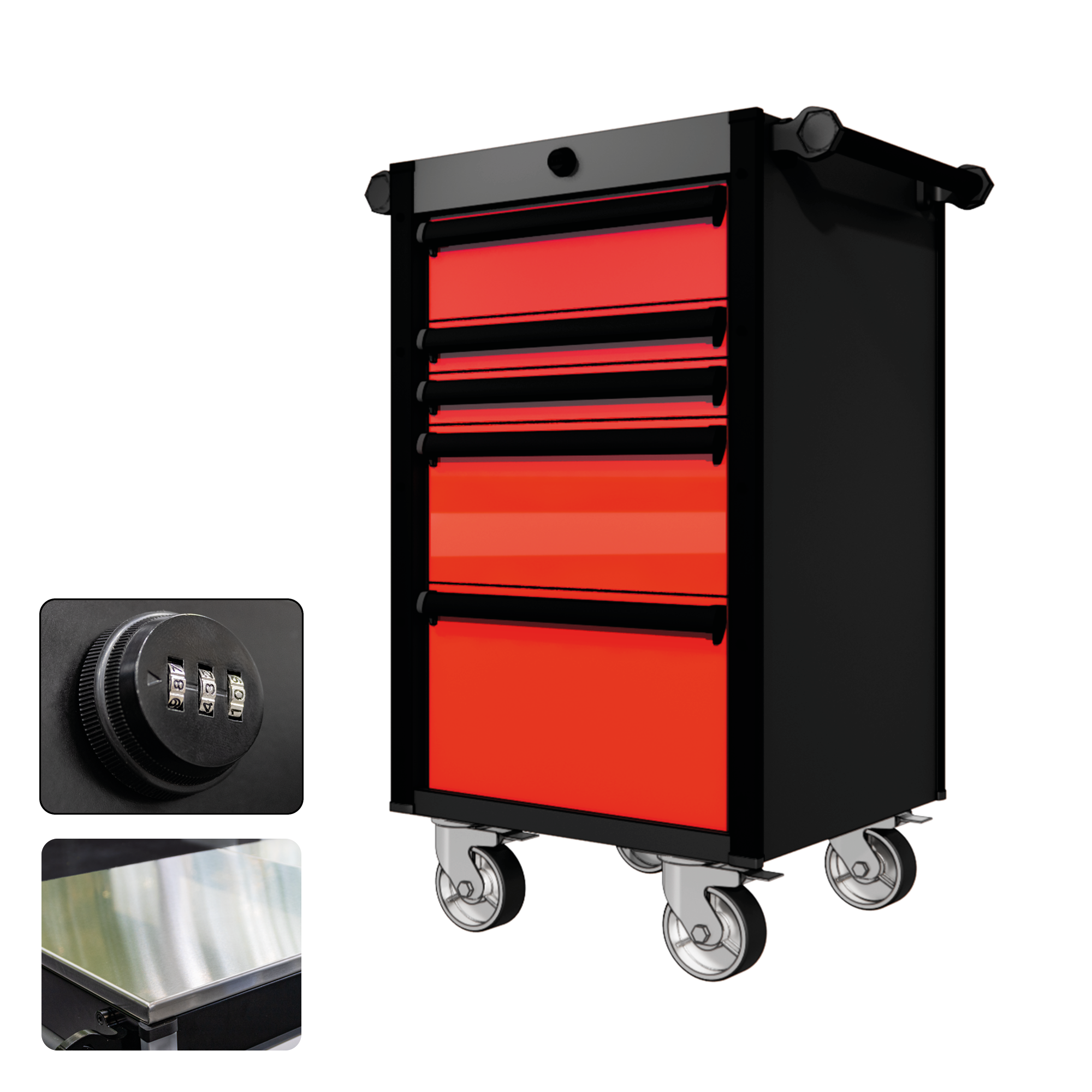 22 Series - 5 Drawers - Black Handles - Traditional Casters