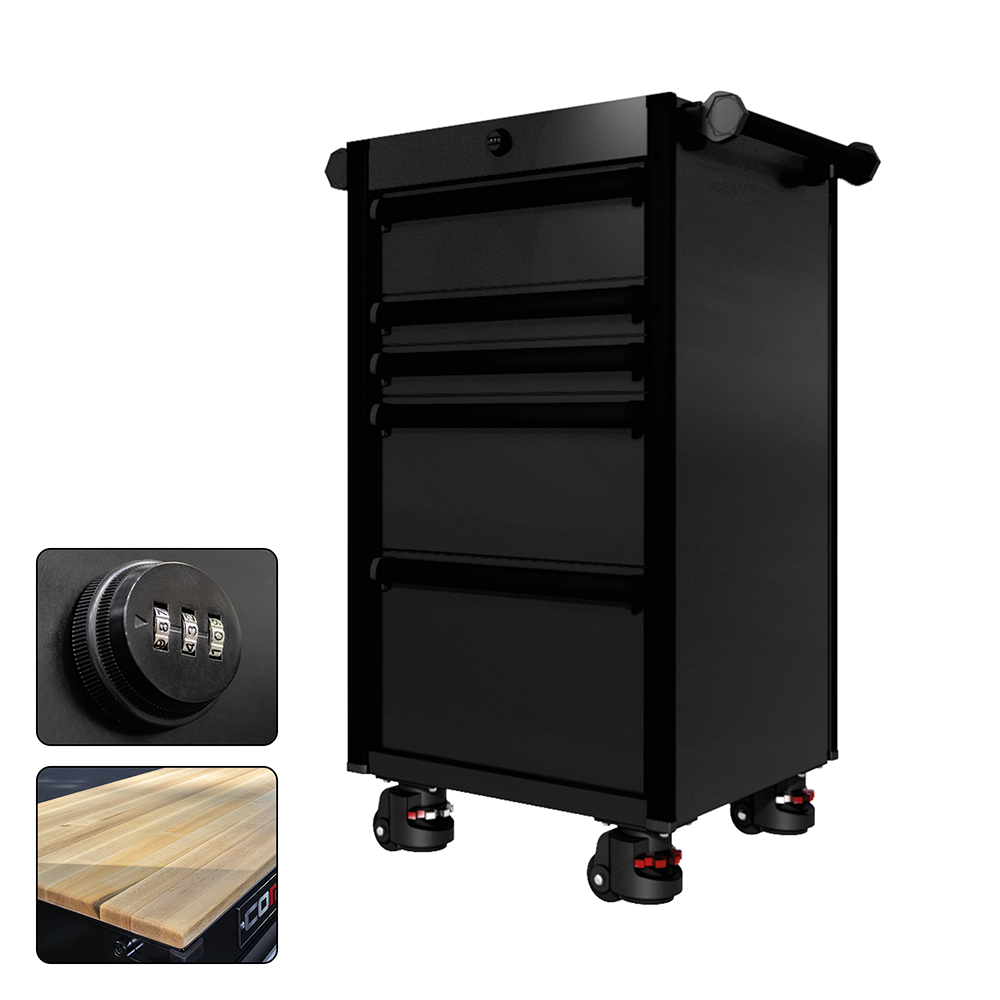 22 Series - 5 Drawers - Black Handles - Foot Casters