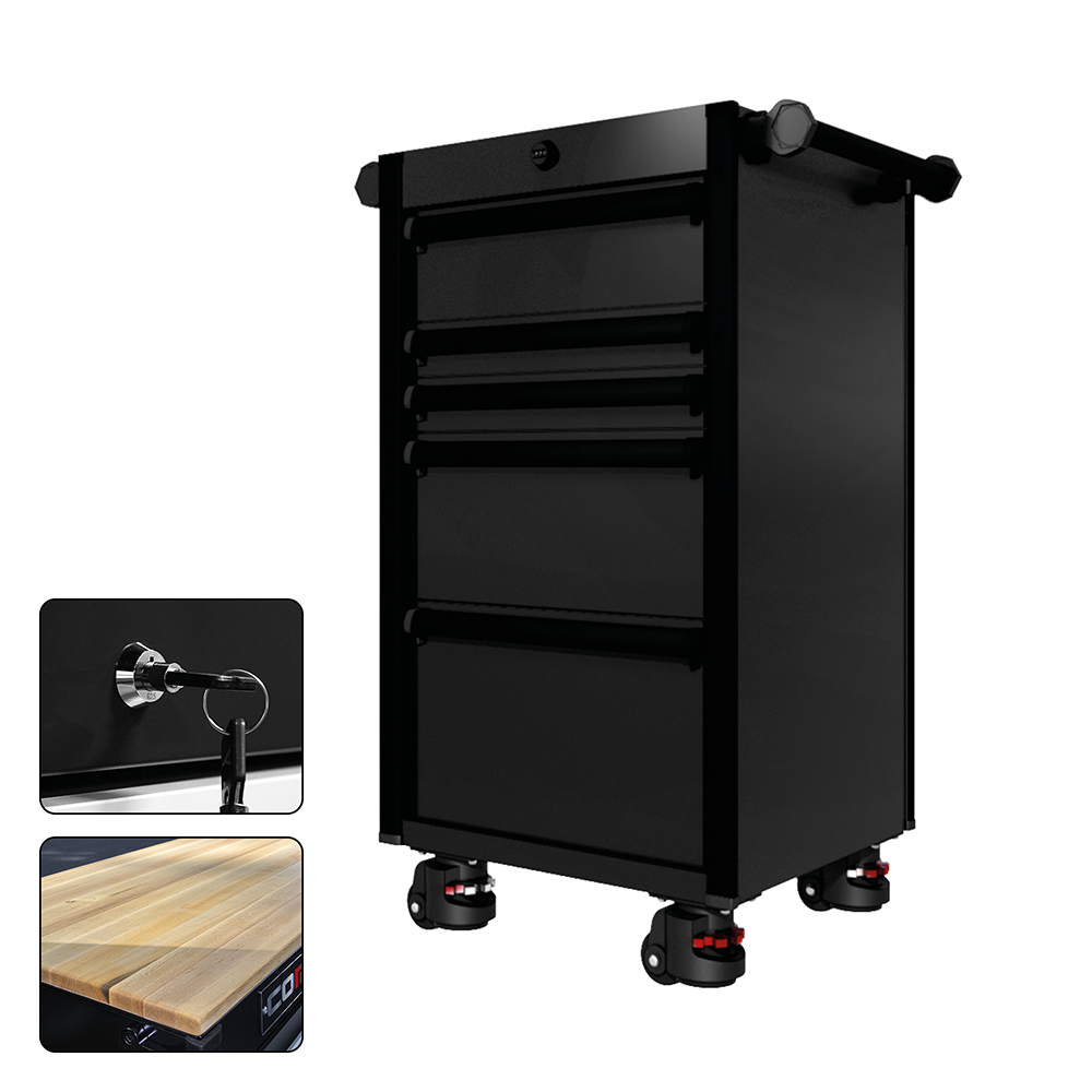 22 Series - 5 Drawers - Black Handles - Foot Casters