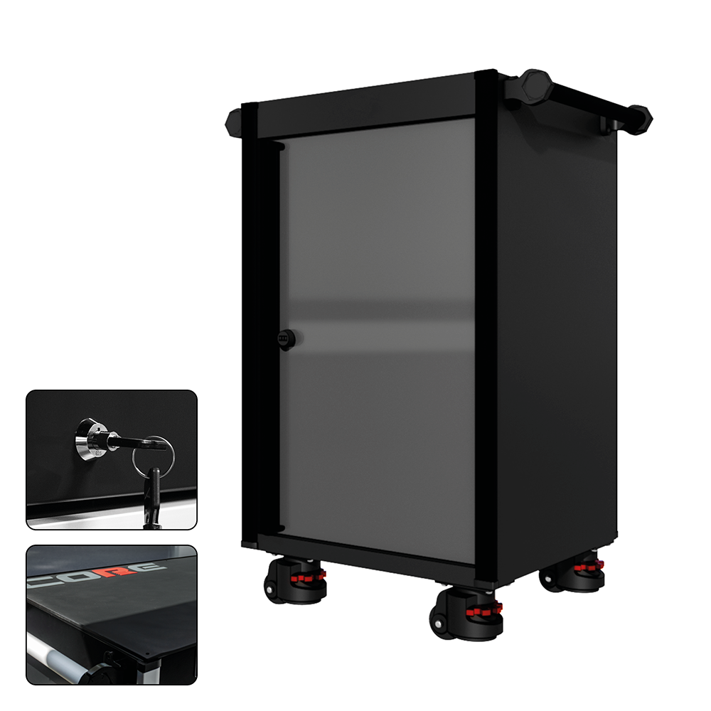 22 Series - Locker - Black Handles - Foot Casters