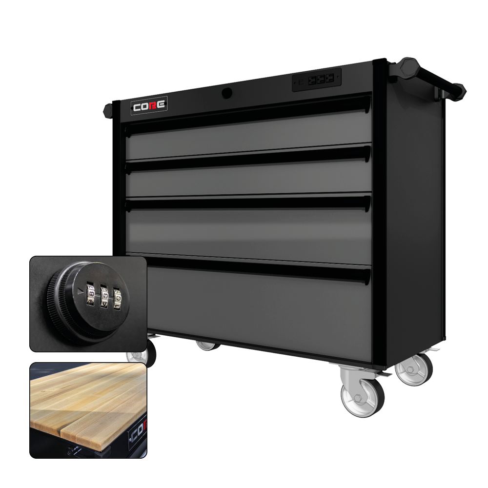 44 Series - 4 Drawers - Black Handles - Traditional Casters