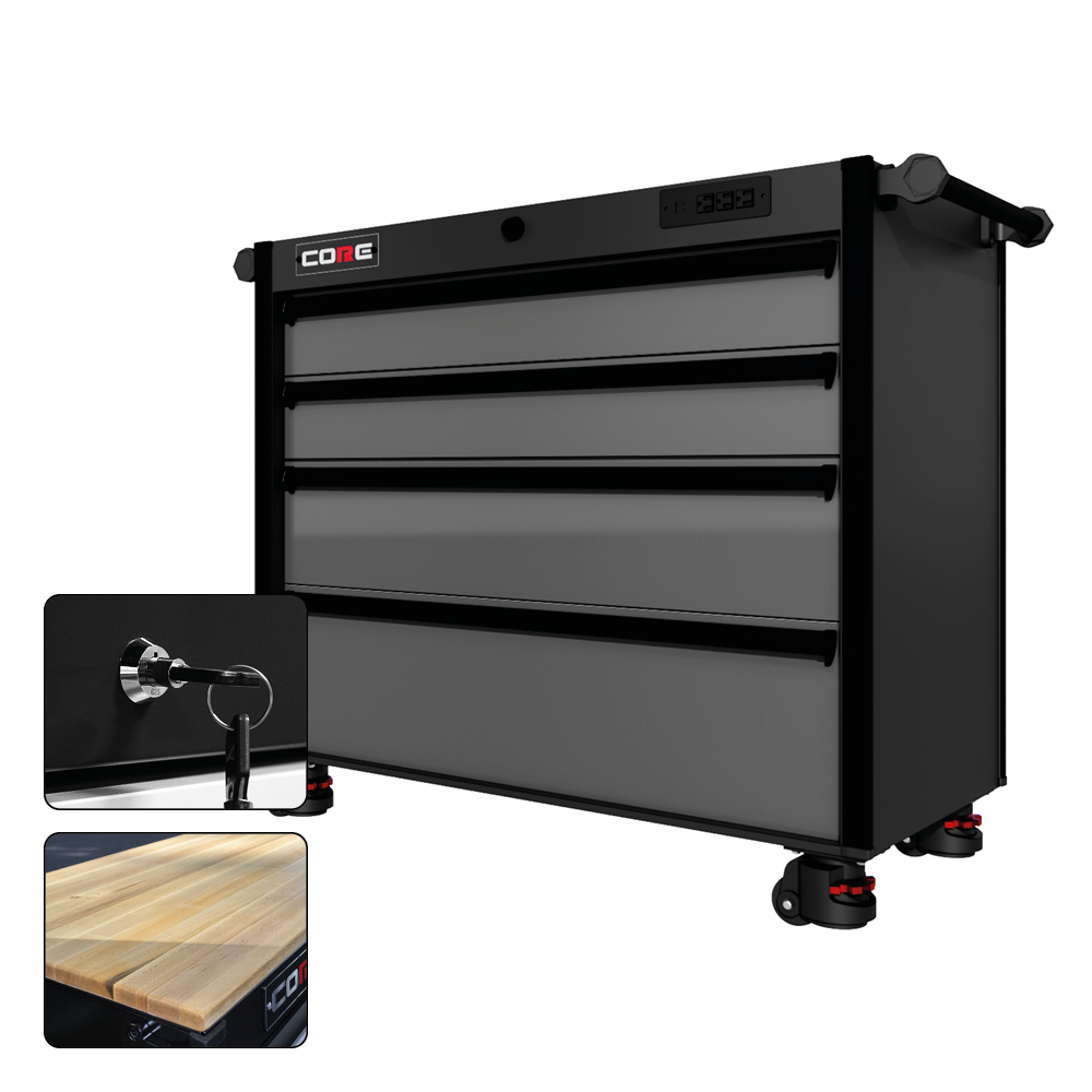 44 Series - 4 Drawers - Black Handles - Foot Casters