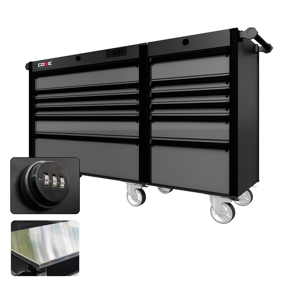 66 Series - 12 Drawers - Black Handles - Traditional Casters