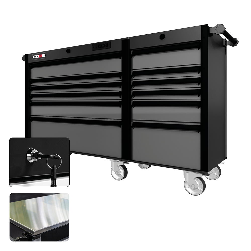 66 Series - 12 Drawers - Black Handles - Traditional Casters