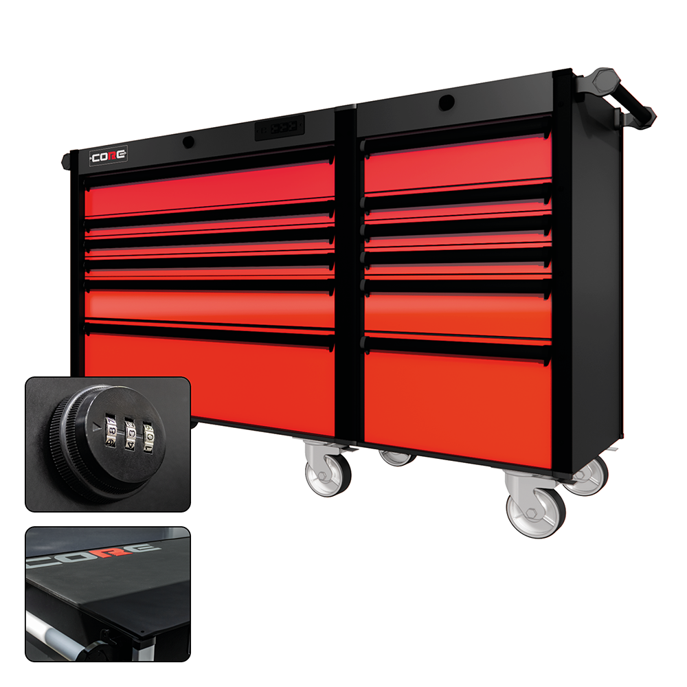 66 Series - 12 Drawers - Black Handles - Traditional Casters