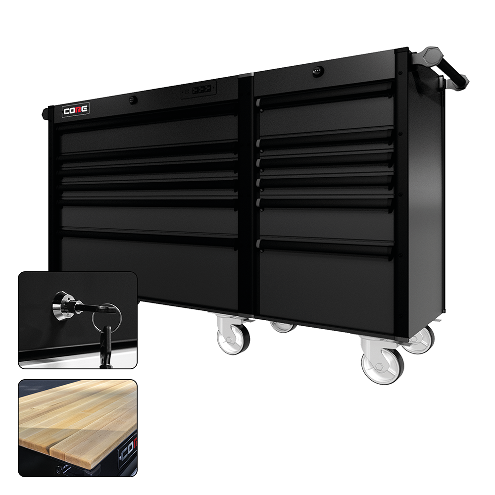 66 Series - 12 Drawers - Black Handles - Traditional Casters