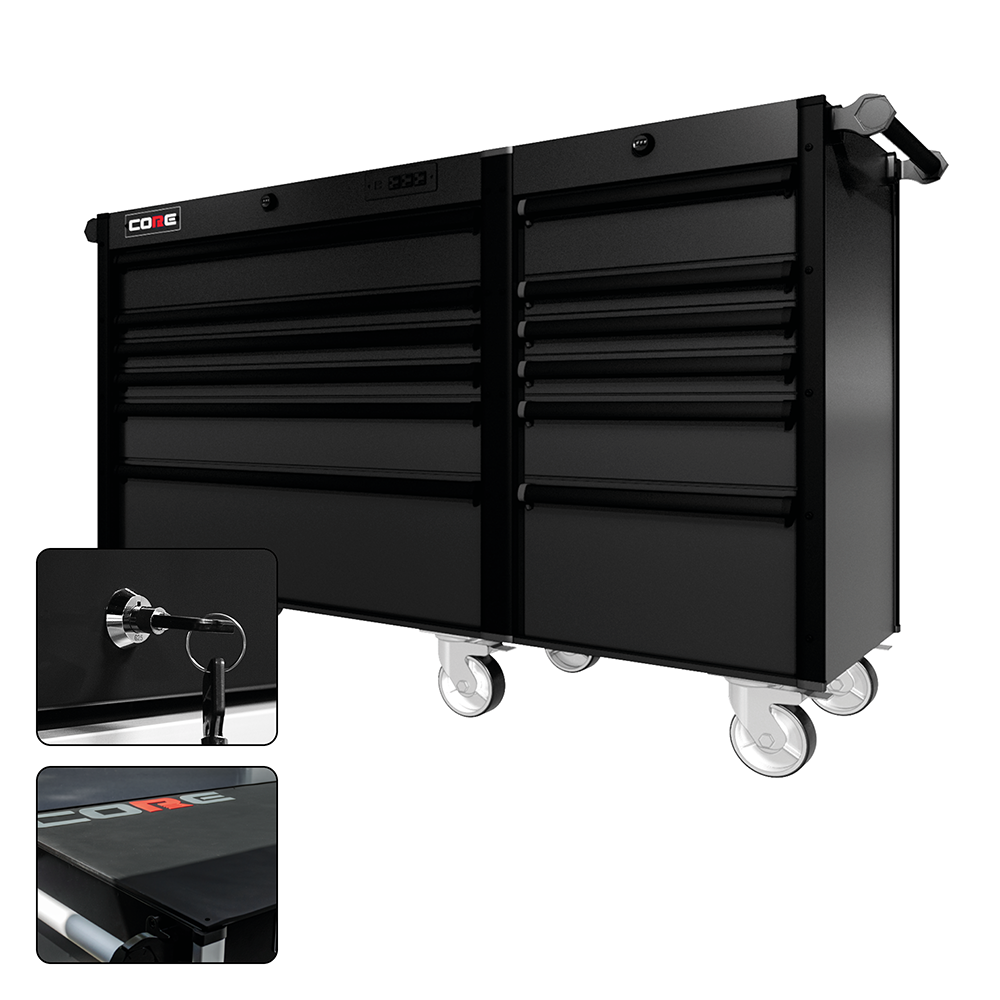 66 Series - 12 Drawers - Black Handles - Traditional Casters