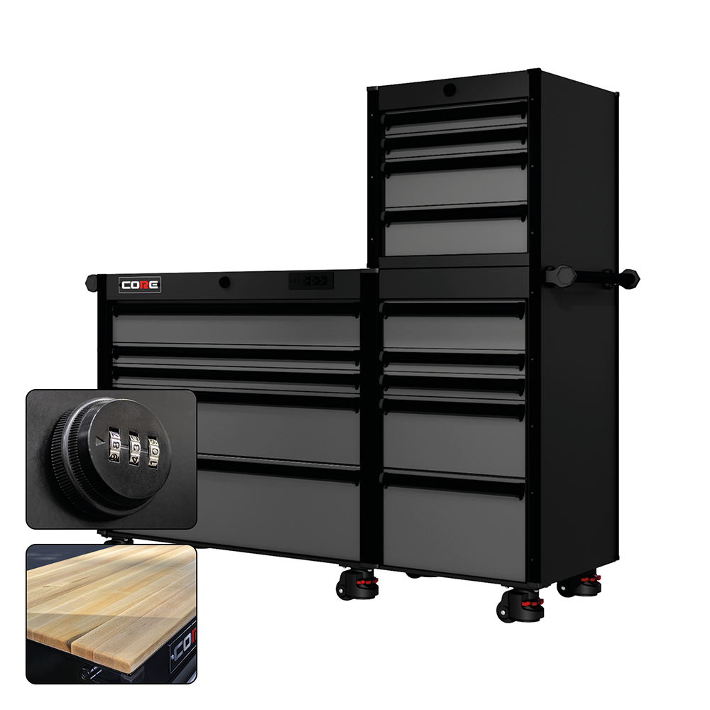 66 Series - 15 Drawers - Black Handles - Foot Casters