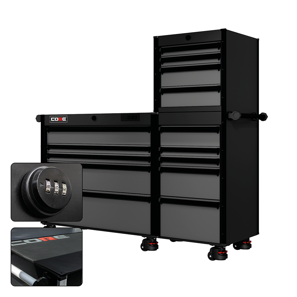 66 Series - 15 Drawers - Black Handles - Foot Casters