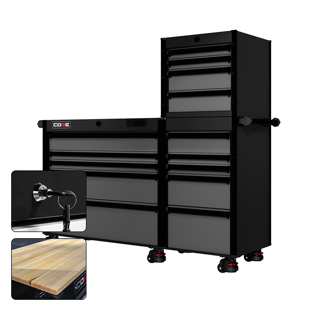 66 Series - 15 Drawers - Black Handles - Foot Casters