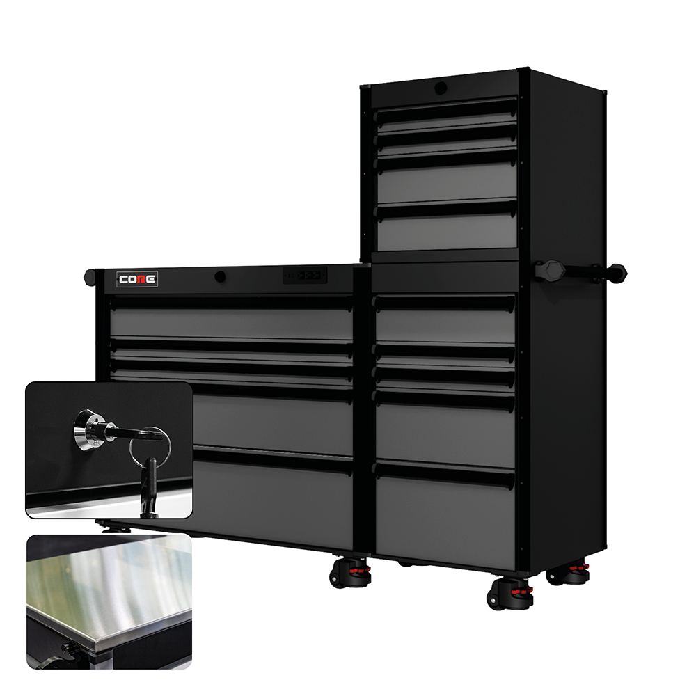 66 Series - 15 Drawers - Black Handles - Foot Casters