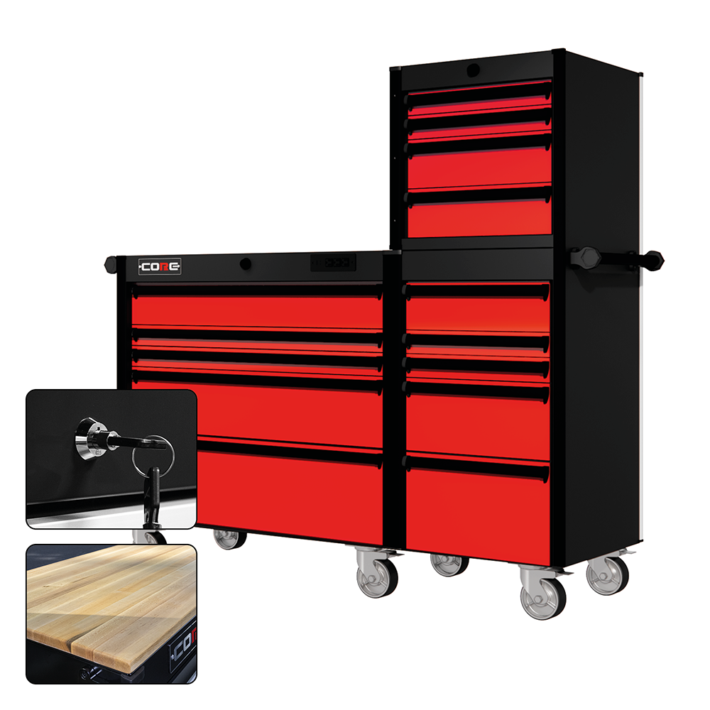 66 Series - 15 Drawers - Black Handles - Traditional Casters