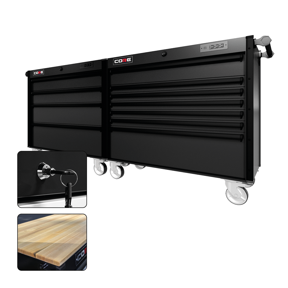 88 Series - 11 Drawers - Black Handles - Traditional Casters