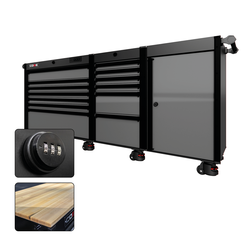 88 Series - 13 Drawers - Black Handles - Foot Casters