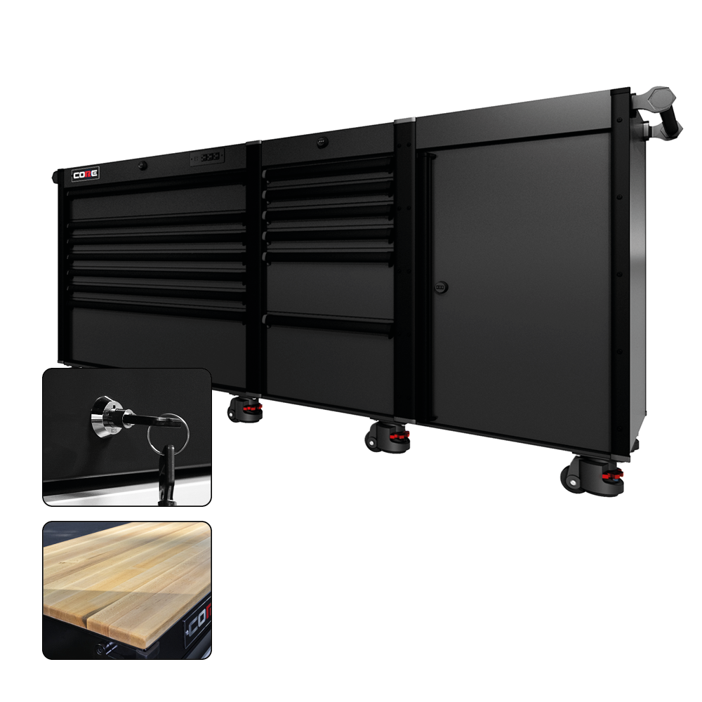 88 Series - 13 Drawers - Black Handles - Foot Casters