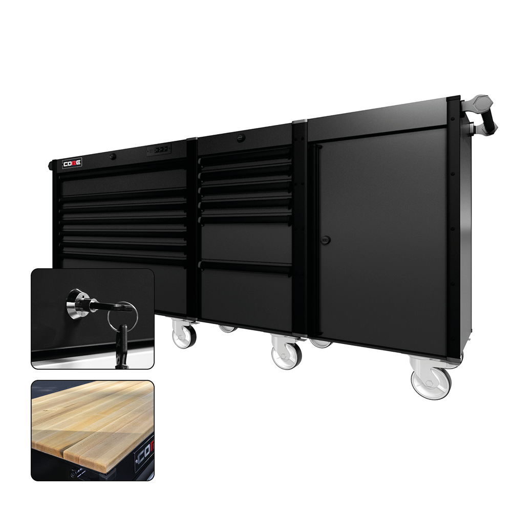 88 Series - 13 Drawers - Black Handles - Traditional Casters