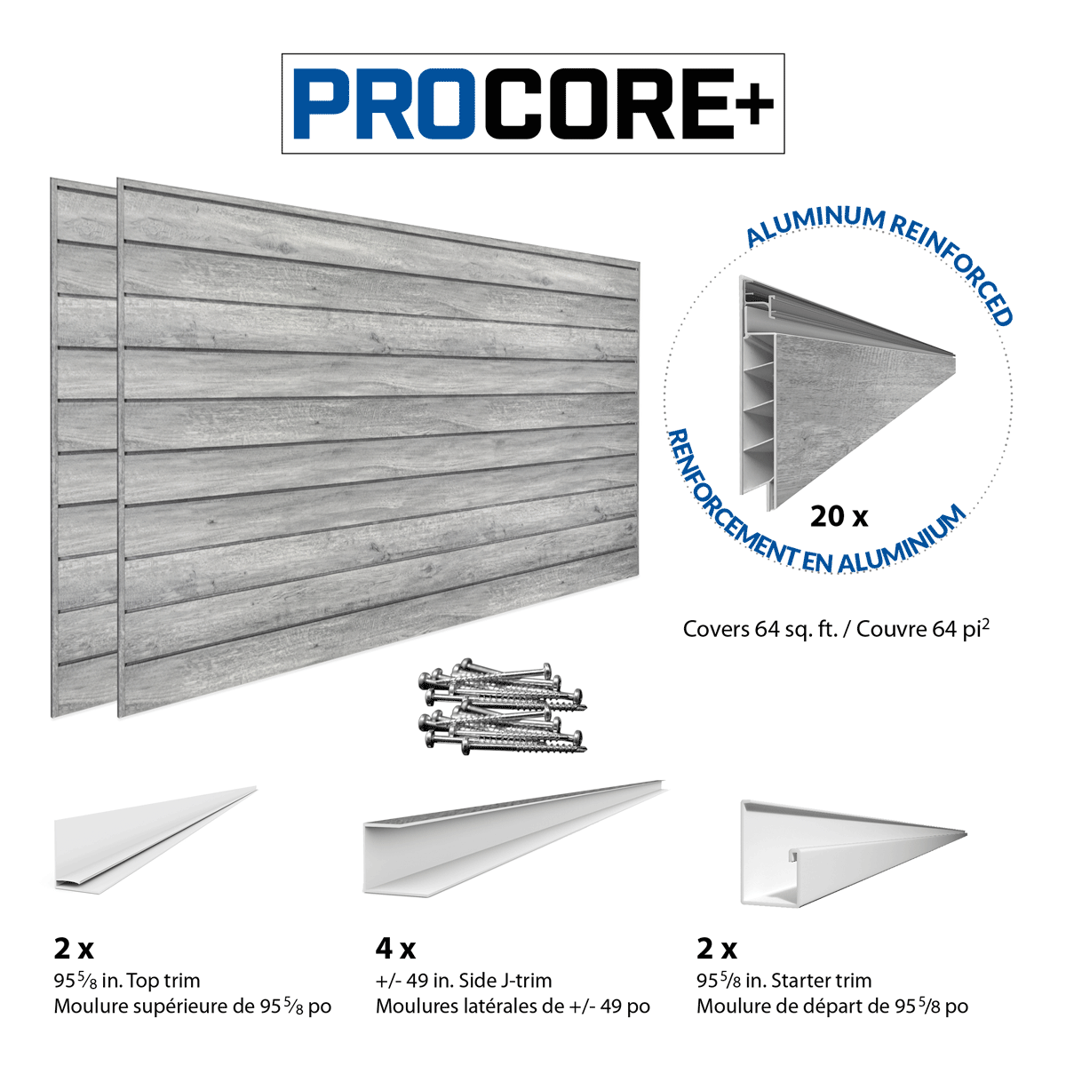 PROCORE+ Gray Wood Slatwall Ultimate Bundle