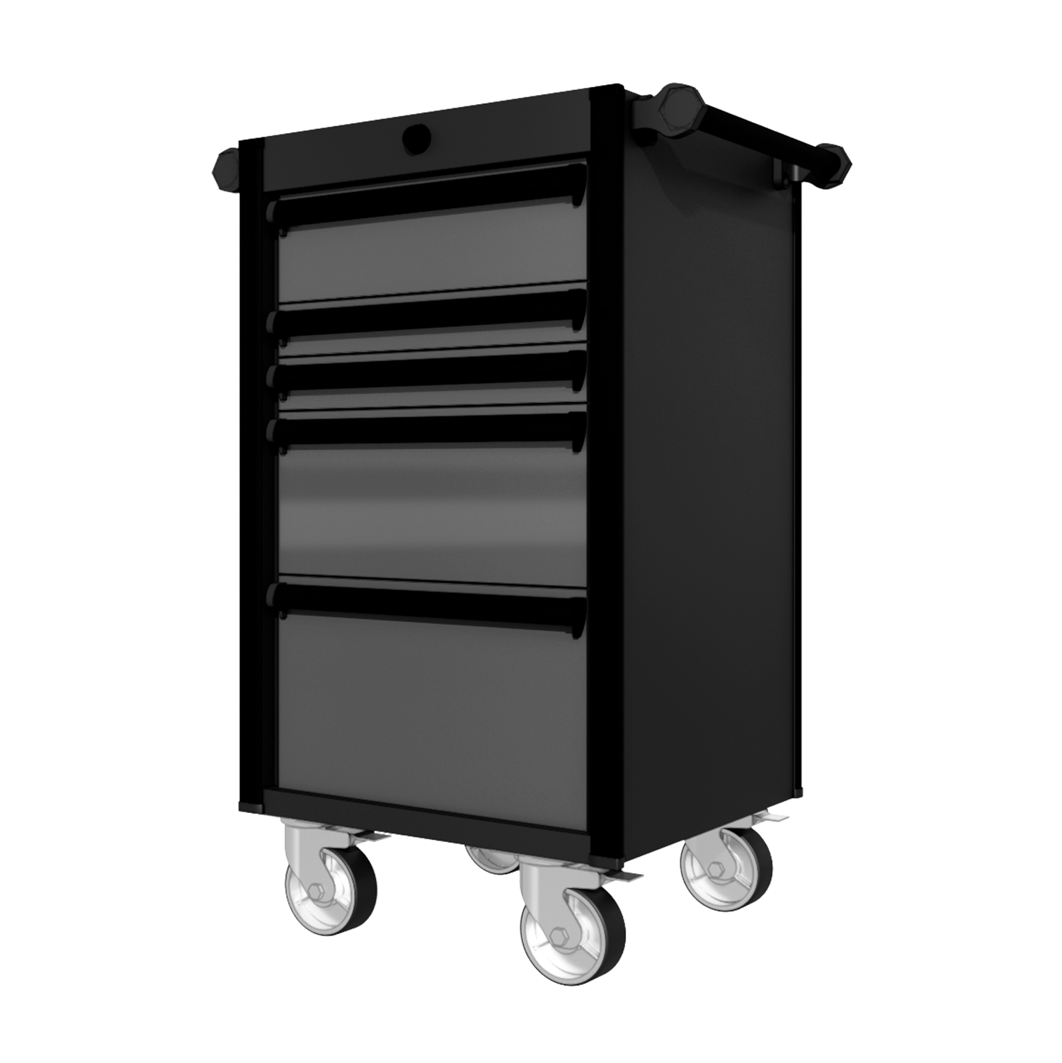 22 Series - 5 Drawers - Black Handles - Traditional Casters