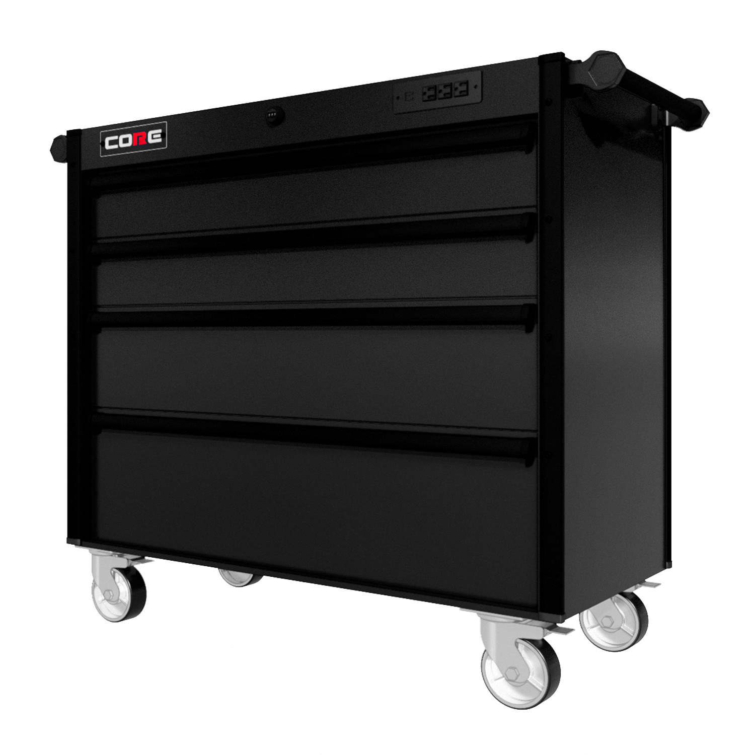 44 Series - 4 Drawers - Black Handles - Traditional Casters