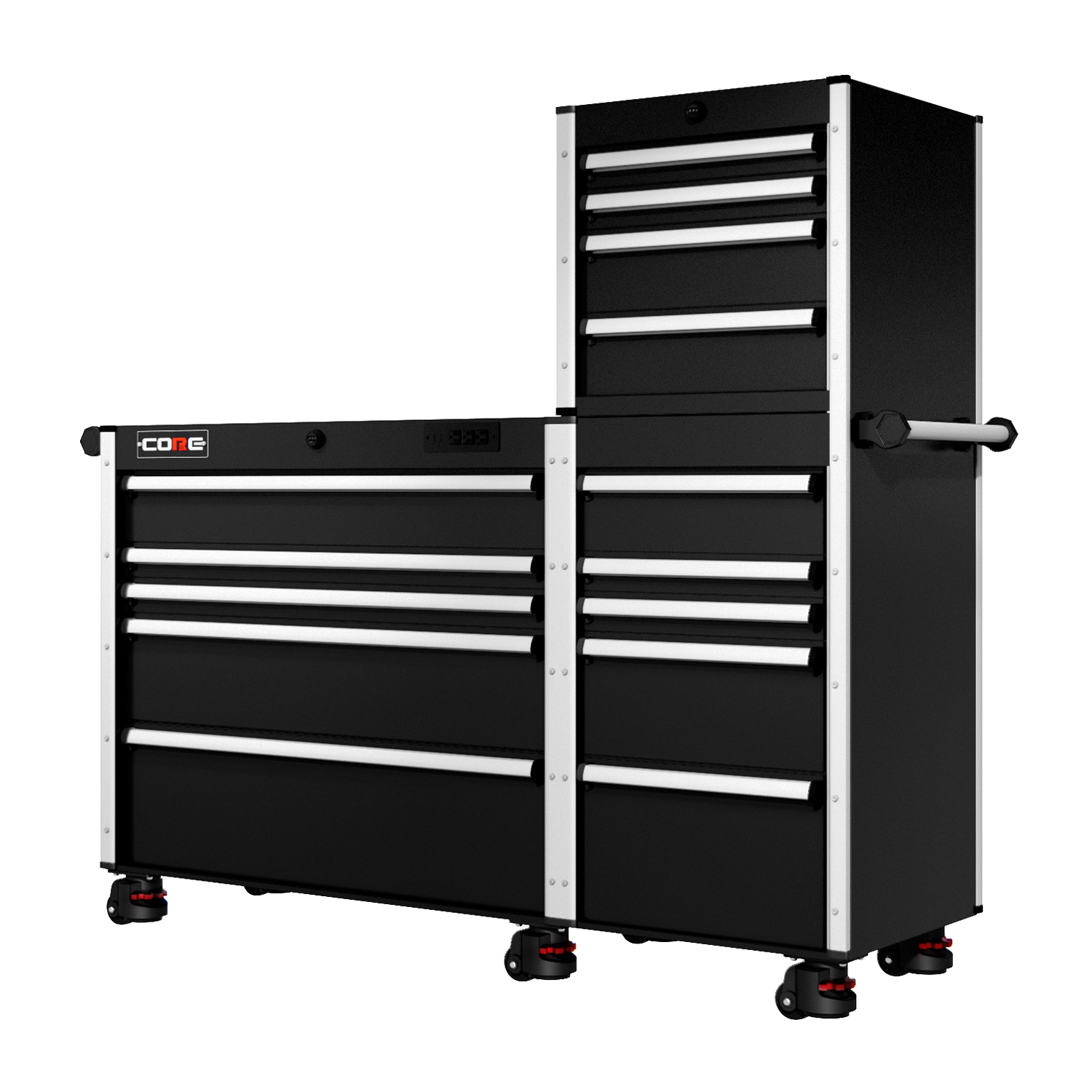 66 Series - 15 Drawers - Silver Handles - Foot Casters