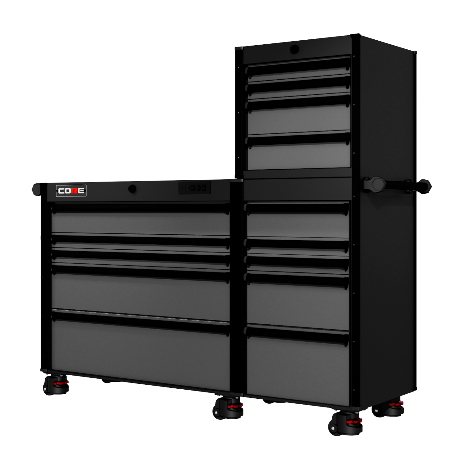 66 Series - 15 Drawers - Black Handles - Foot Casters