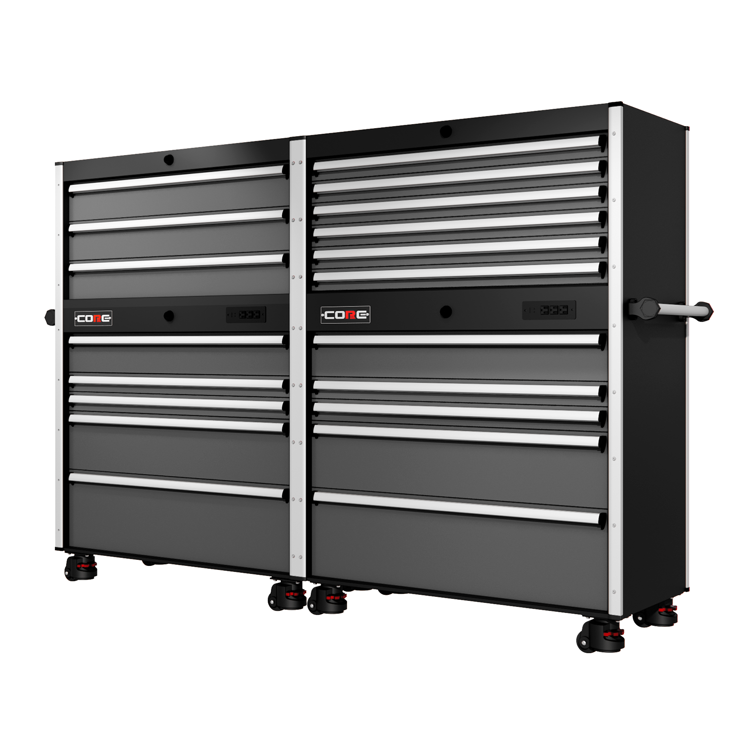 88 Series - 19 Drawers - Silver Handles - Foot Casters