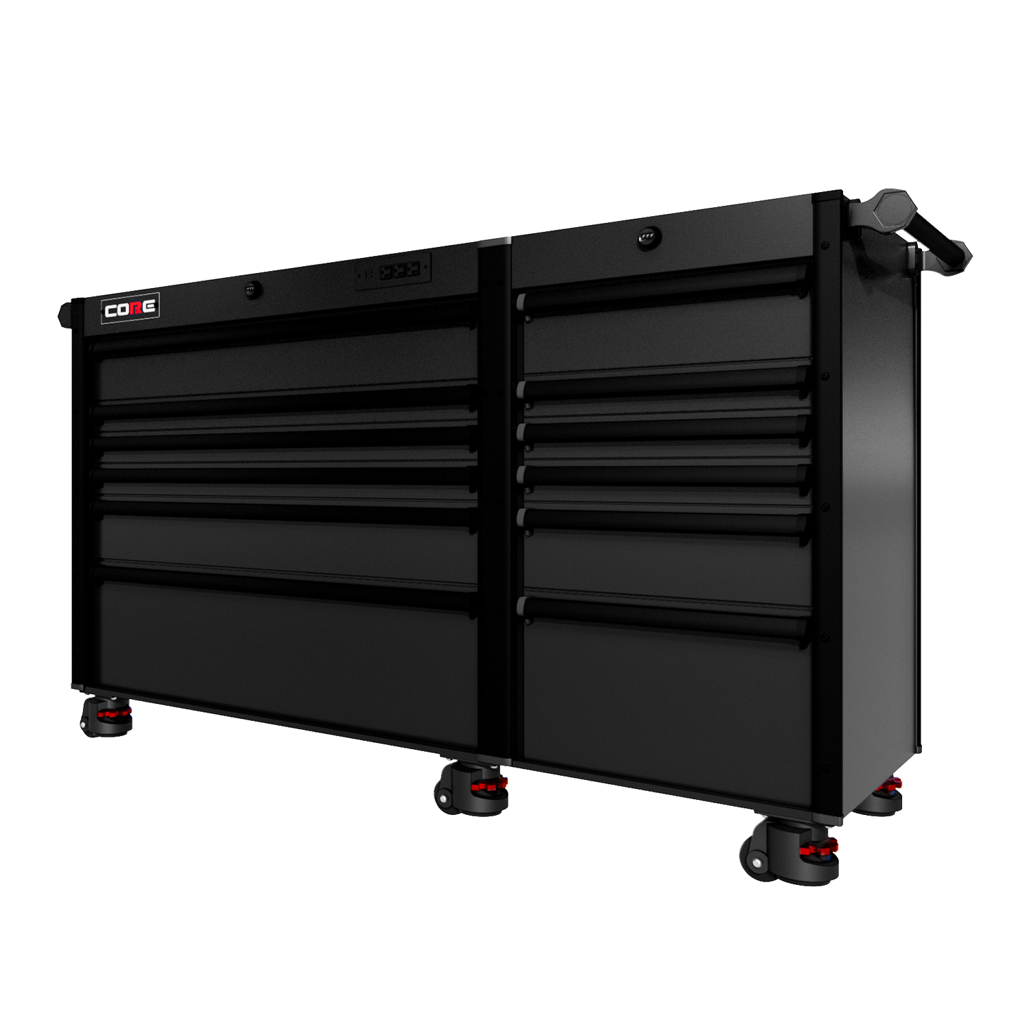 66 Series - 12 Drawers - Black Handles - Foot Casters